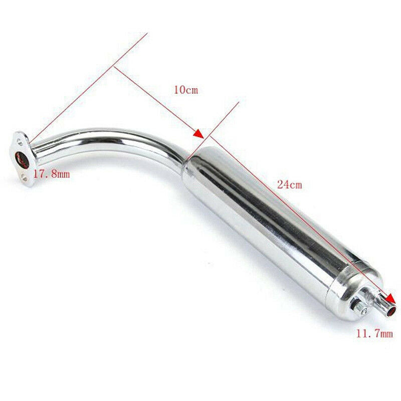 Chrome Muffler Exhaust Pipe 2-Stroke Motorized Bicycle Bike 49cc 60cc 66cc 80 BX