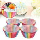 100x Colorful Rainbow Paper Cake Cupcake Muffin Cup Baking Tool O4Z8 Q6W4 J J0Y5