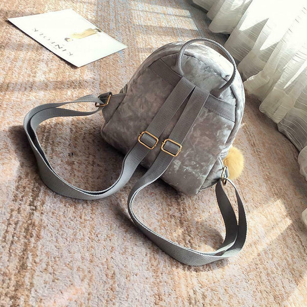 New Fashion Women Mini Velvet Backpack Casual Schoolbag For Teenage Girls