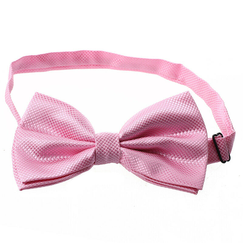 Men's Plain Polyester Pre Tied Wedding Bow Tie (pink) E9K3