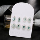 4pair Fashion Elegant Women Blue Crystal Rhinestone Ear Stud Earring Jewel PRW
