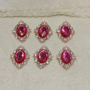 20pcs Red&Rose Red Crystal Rhinestone Button Flatback Costume Decor 25x30mm