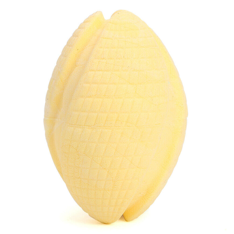 Pet Rugby Shape Chew Toys Dog Bite Tooth Clean Interactive Balls (Yellow) A