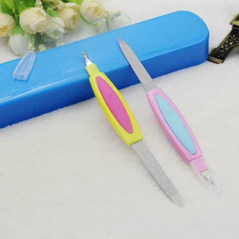 2-in-1 Nail File Cuticle Trimmer Pusher Callus Remover Double-Sided File