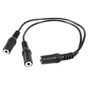 28cm 3.5mm Female to Dual Jack Female Y Splitter Stereo Audio Cable Black