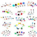 72x Stainless Acrylic Ball Barbell Bar Eyebrows Nose Tounge Rings Body Pierci TE