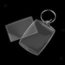 10x Oblong Shape Acrylic Clear Keyrings Insert Photo Key Chains 33x46mm