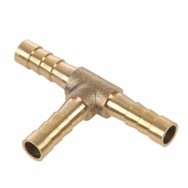 2pcs Air Fuel Water 3-Way Brass Tee T Fitting Hose Barb Connector C2M7