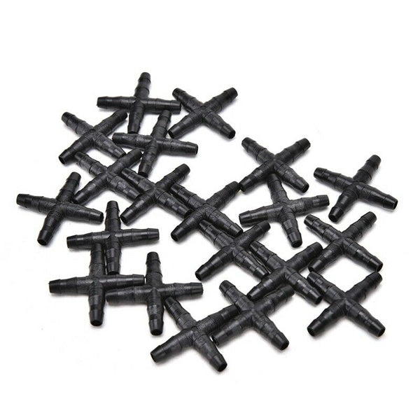 20 Pcs Black Sprinkler Irrigation Tee Pipe Barb Hose Fitting Joiner Drip Sy