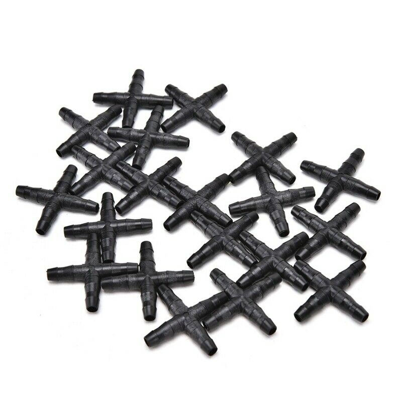 20 Pcs Black Sprinkler Irrigation Tee Pipe Barb Hose Fitting Joiner Drip Sy