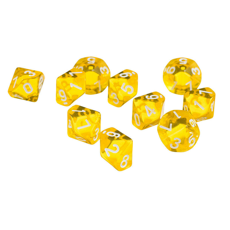 10pcs Green D10 Dice+10pcs Yellow D10 Dice for D&D RPG MTG Board Games Gift