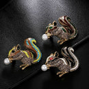 Squirrel Brooches For Women Fashion Animal Rhinestone Pin Lady Corsage Part
