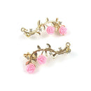 Fashion Crystal Earrings For Women Branch Flower Stud Cuff Earrings Ear Jewelry