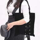 New Women's Casual Lace-up Canvas Tote Bag Female Canvas Shoulder Bags cros A3E6