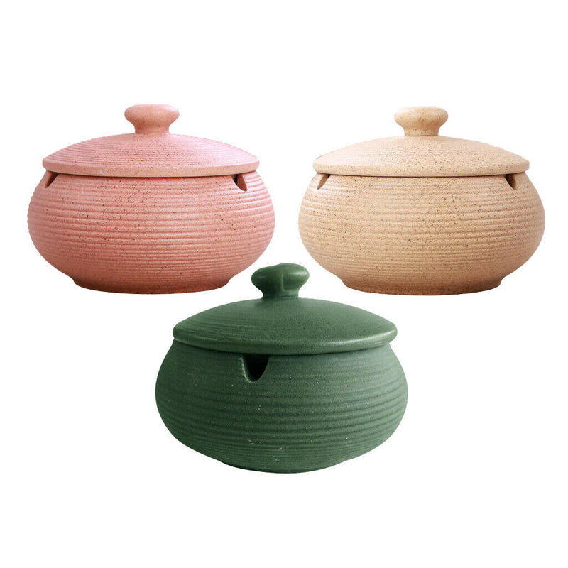 3pcs Nordic Style Ceramic Jewelry Storage Jar with Lid,  Cigarette Ash Tray Pink