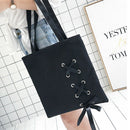 New Women's Casual Lace-up Canvas Tote Bag Female Canvas Shoulder Bags cros