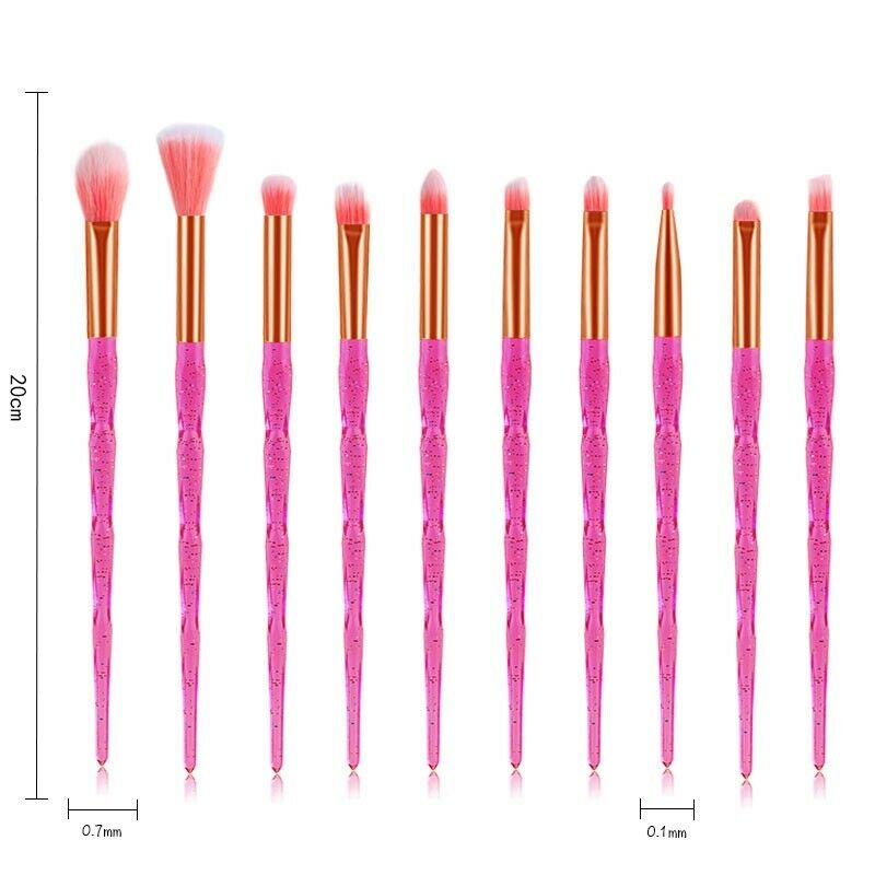 10Pcs Diamond Handle Makeup Brushes Set Crystal Spiral Handle Foundation Bl J6Z9