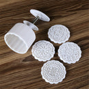 4 stamps flower mooncake moon cake diy round mold baking craft tool set HT FT