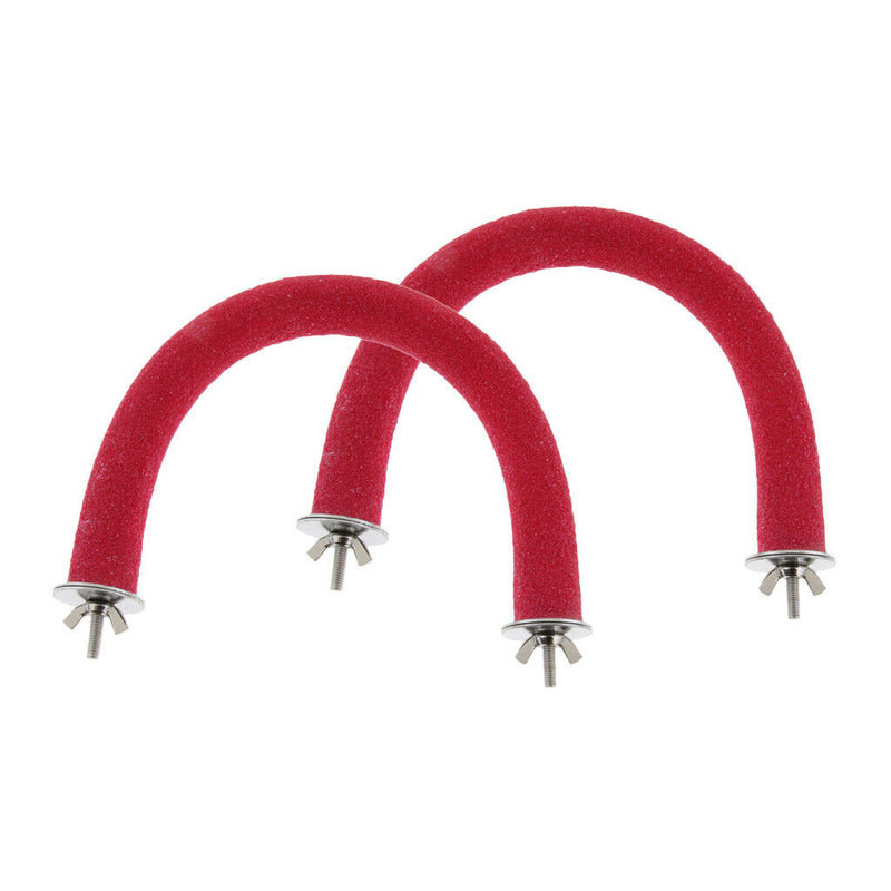 Set Of 2 Parrot Bird Natural Wood Stand Perch U