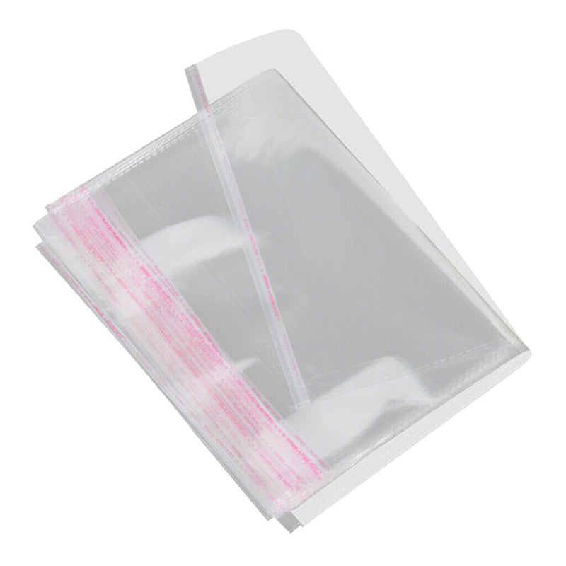 100Pcs 11x8in Clear Self Seal Adhesive Cello Cellophane Resealable Plastic Bags