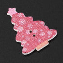 50pcs Christmas Tree 2 Holes Wooden Buttons for Sewing Crafting Z4E6