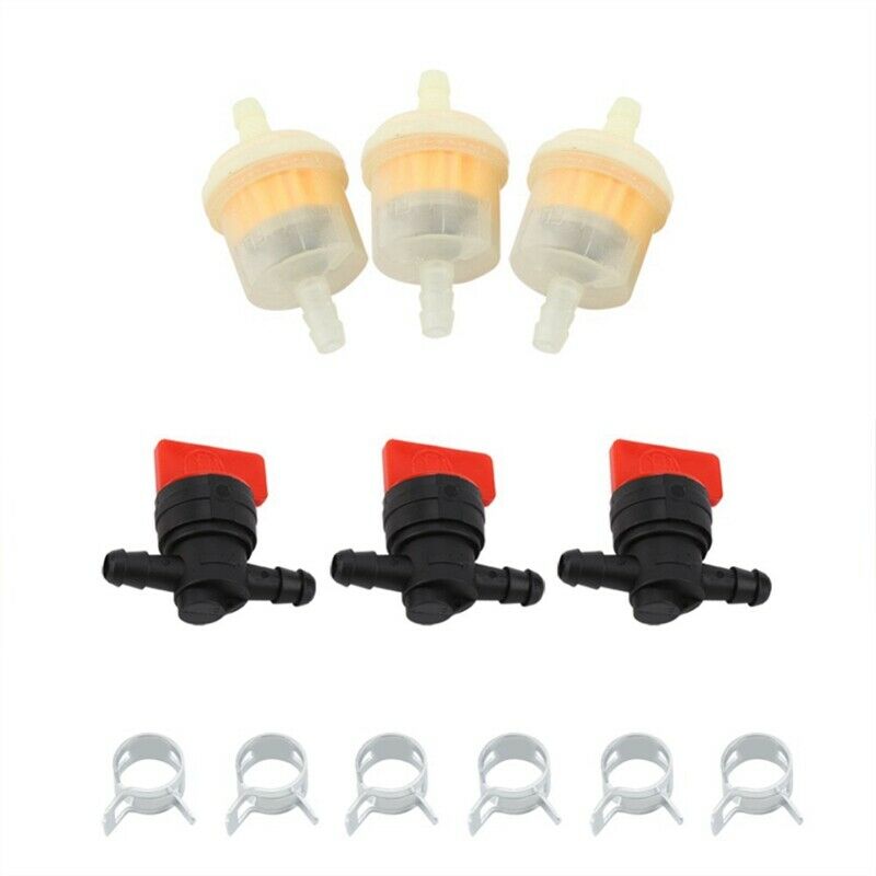 3Pcs/Set Fuel Gas Tank Shut Off Valves Filters Clamps Garden Brush Cutter L