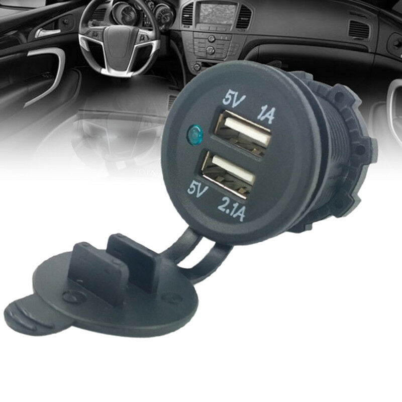 DC 12V/24V Dual USB Power Motorcycle Car Cigarette Lighter Charger Socket PluJ!E