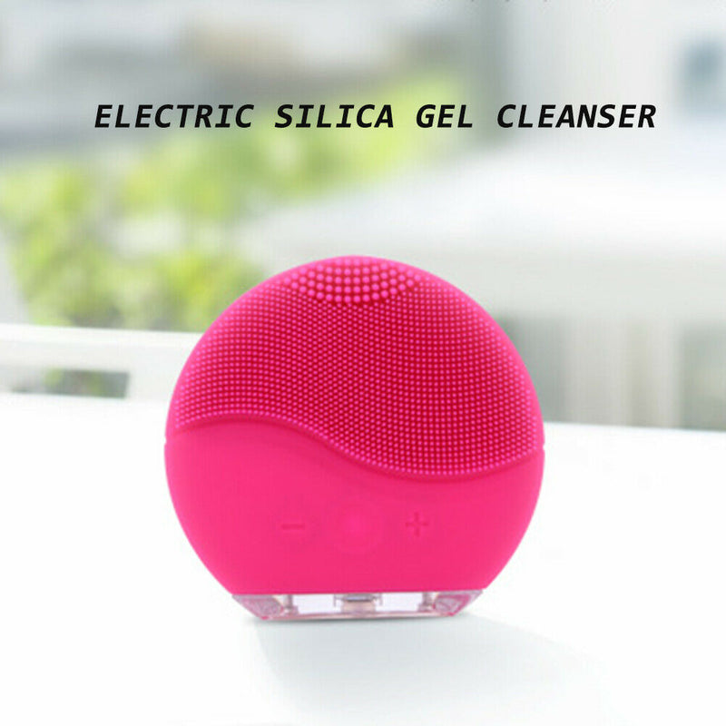 Electric Ultrasonic Face Cleaning Brush Skin Washing Massage Cleaner (Rose)