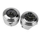 Motorcycle Handlebar Clock & Thermometer - Waterproof Dial Watch and Therm for