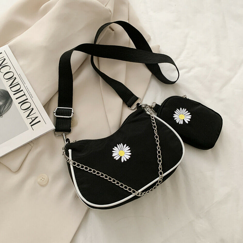 Daisy Underarm Shoulder Bag Multi-function Women Messenger Handbag (Black)