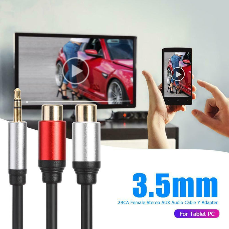 3.5mm Male to 2RCA Female Stereo AUX Audio Cable Y Adapter for Tablet PC