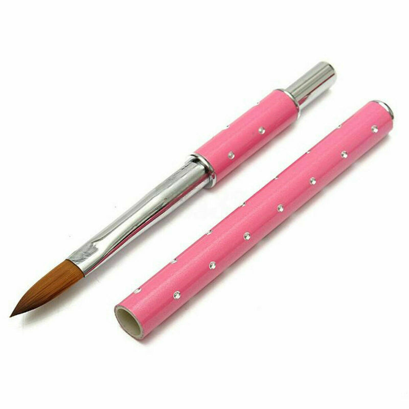 Pro Nail Art Brush Tool For Acrylic & Metal Handle With Diamond Kolinsky Hair 8#