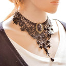 Black Lace Beads Choker Victorian Steampunk Gothic Collar Necklace Gift
