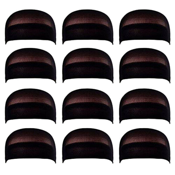 1 Set 12 Pack Black Wig Stockings Wig Caps Stretchy Nylon Closed End Wig Ne T1M2