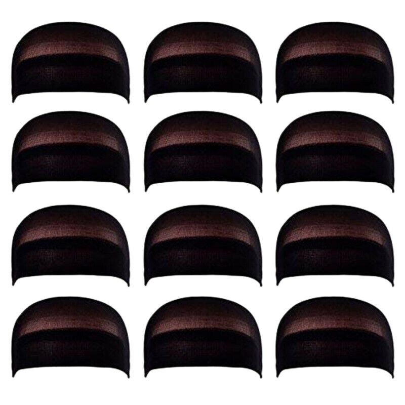 1 Set 12 Pack Black Wig Stockings Wig Caps Stretchy Nylon Closed End Wig Ne T1M2