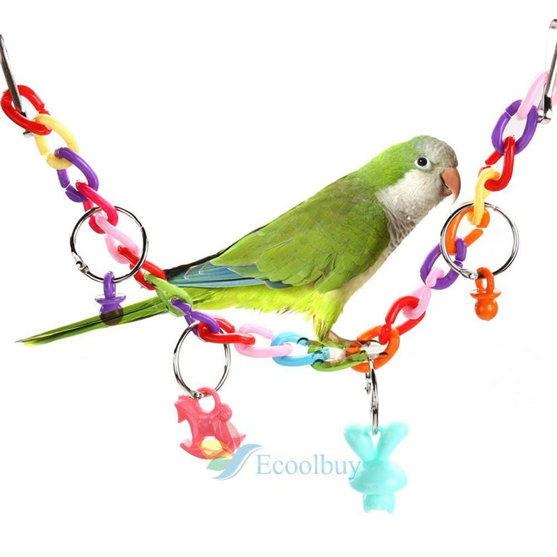 Colorful Parrot Parakeet Bird Cage Hammock Swing Hanging Playing Toys New A