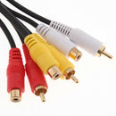 5.9ft/1.8m 3 RCA Male To 3 RCA Female Audio Video AV Extension Cable Cord