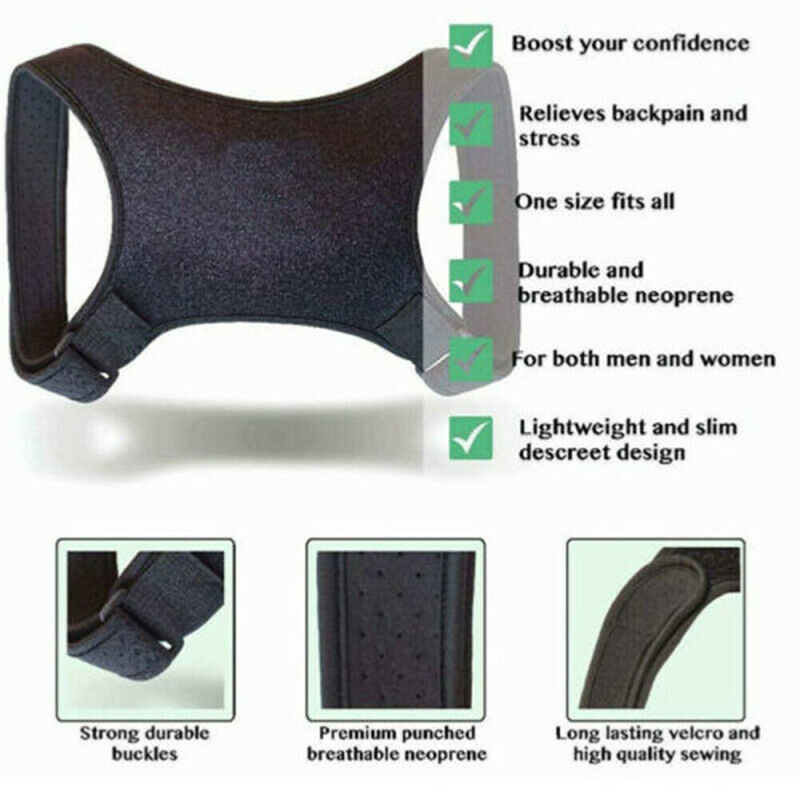 Posture Corrector Adjustable Back Shoulder Belt Support Body Brace Back Unisex