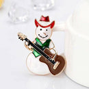 Brooch for Christmas Series Snowman Shape Play Guitar Buttonhole Pins Badge
