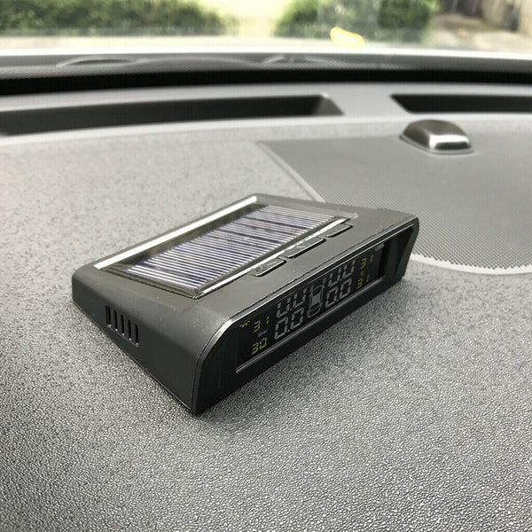 USB+Solar Wireless Car TPMS Tire Pressure Monitoring w/ 4 External Sensors
