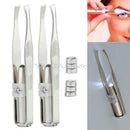 2 Pcs Stainless Steel Eyelash Eyebrows Hair Removal Tweezer LED Make Up Tool