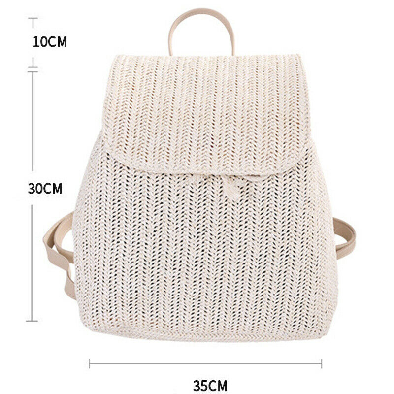 Fashion Straw Woven Backpack Ladies Shoulder Bag Summer Girl Backpack Femal C4Q6