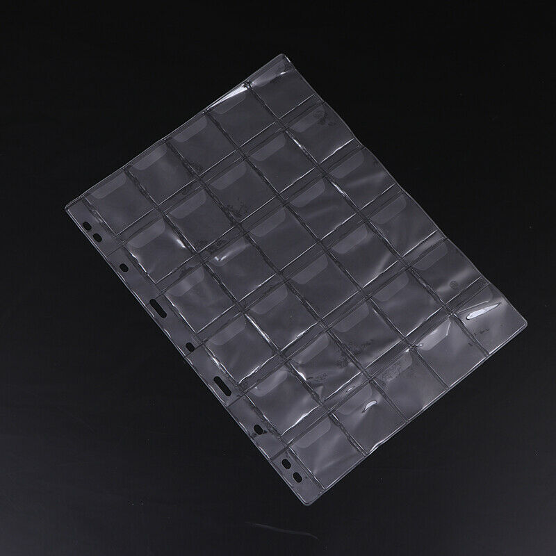 1 Sheet 30 Pockets Plastic Coin Holders Storage Collection Money Album Case:0 Fw