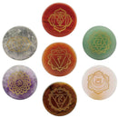 7 Round Pieces Crystal Palm Reiki Energy Engraved Stones