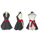 Women Cotton Dot Fashion Sexy Maid Fancy Dress Costume Apron Outfit Home Hotel