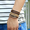 Unisex Fashion Vintga Brand Handmade Woven Wooden Beads Bracelet
