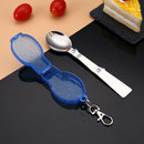 Outdoor Camping Utensil Stainless Steel Folding Spork with Box (Blue)