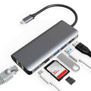 7 in 1 Type-C HUB 4K HDMI Gigabit Ethernet 2 USB3.0 100W PD Card Adapter