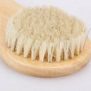 Natural Bristle Middle Long Handle Wooden Shower Body Bath Brush Round Head
