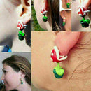 1 Pair Handcraft Polymer Clay Super Mario Piranha Plant Flower Corpse Studs U7L7